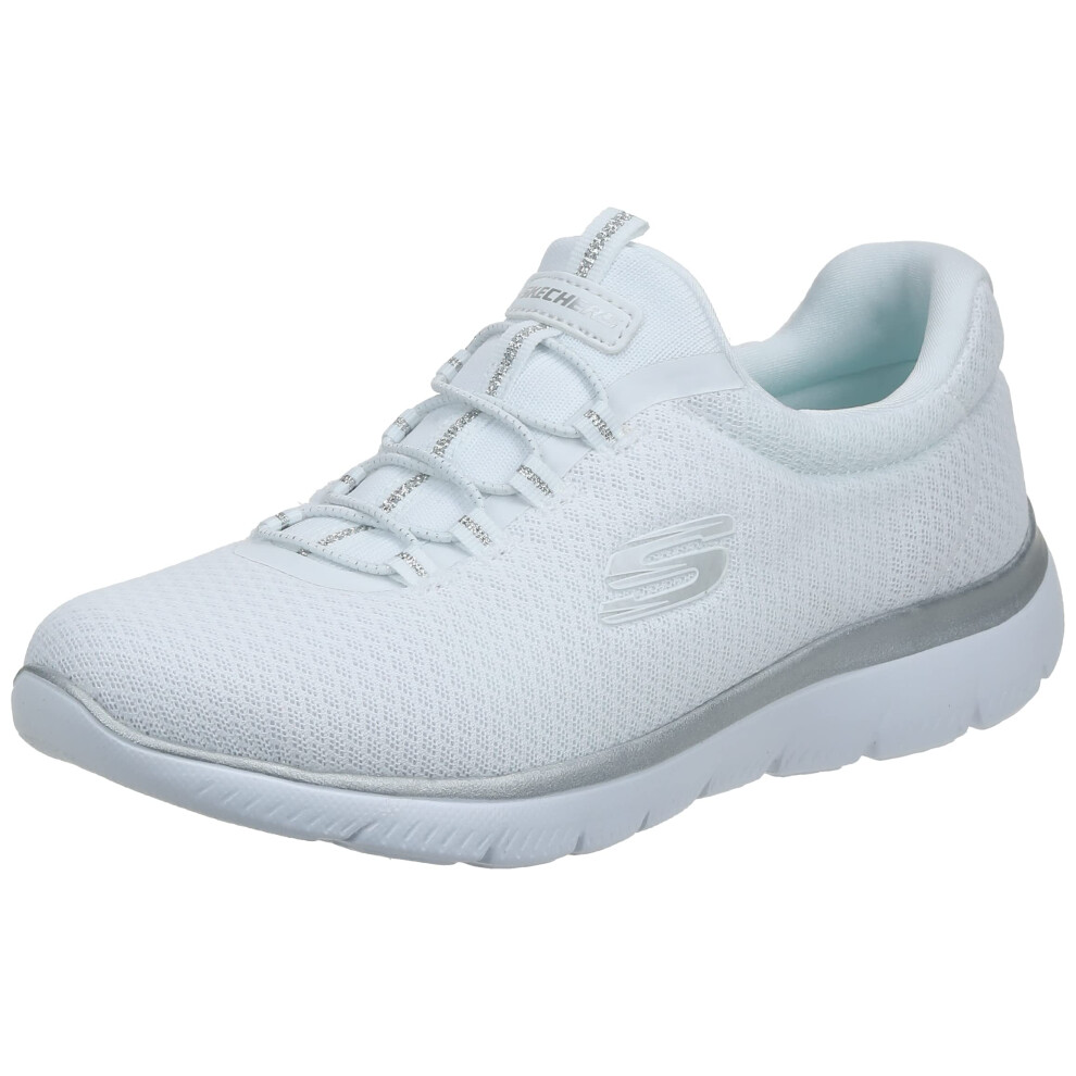 Skechers Women's Summits Sneaker  White/Silver  11 Wide