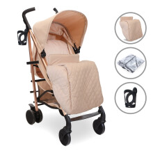 My Babiie MB51 Plus Stroller - Rose Gold Blush: Lay-Flat Seat, 3-Position UPF50+ Canopy, Height-Adjustable Handles, Suspension, Footmuff & Rain Cover