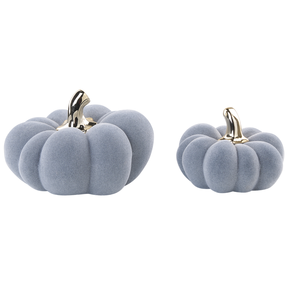 Set of 2 Figurines Pumpkin KATERINIS Velvet Grey