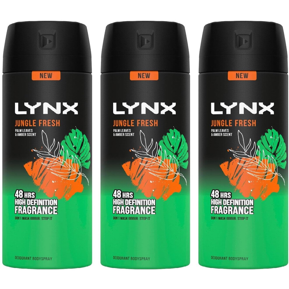 3 x Lynx 48 hrs Deodorant Body Spray 150ml - Jungle Fresh-image-OPC-PG6ZX67-NEW