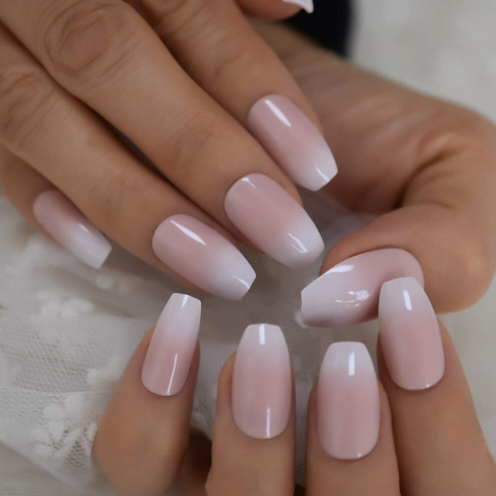 Geniales Babyspielzeug Pink Coolnail Ombre Coffin French Fake Nails Ballerina Gradient Press