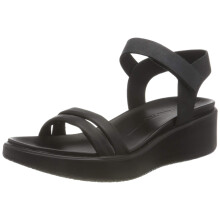 ECCO Women's FLowt Luxery Wedge Ankle Strap Sandal Black Nubuck 7-7.