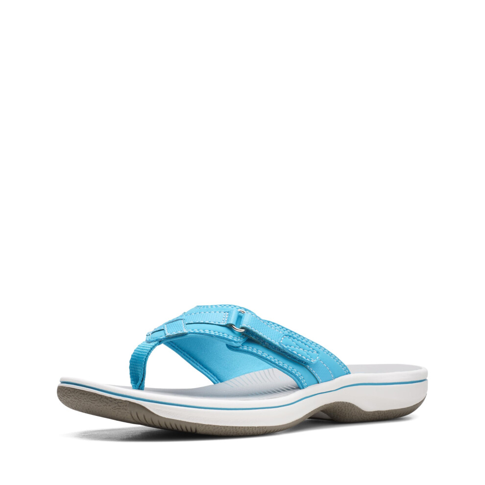 Clarks Women's Breeze Sea Flip-Flop  Aqua Synthetic  5