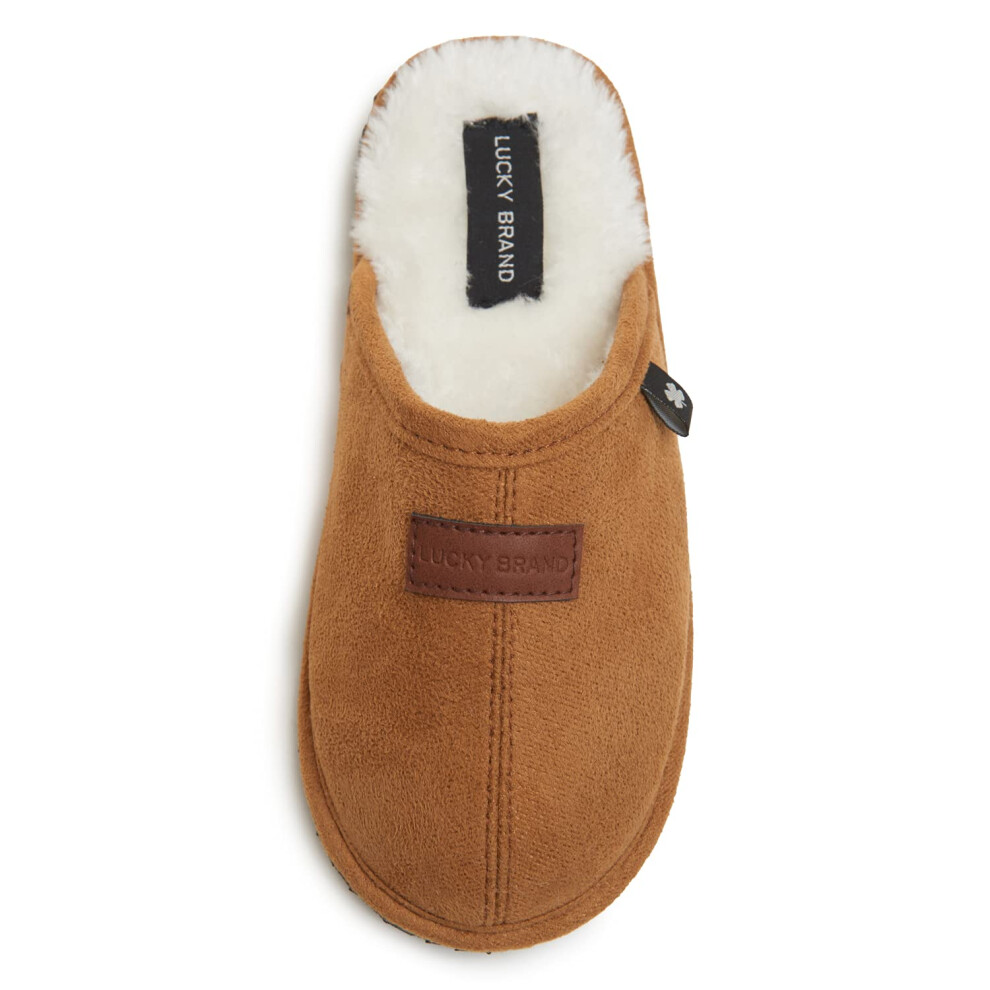 Lucky Brand Boy's Micro-Suede Scuff Slippers Kids House Shoes with Pl