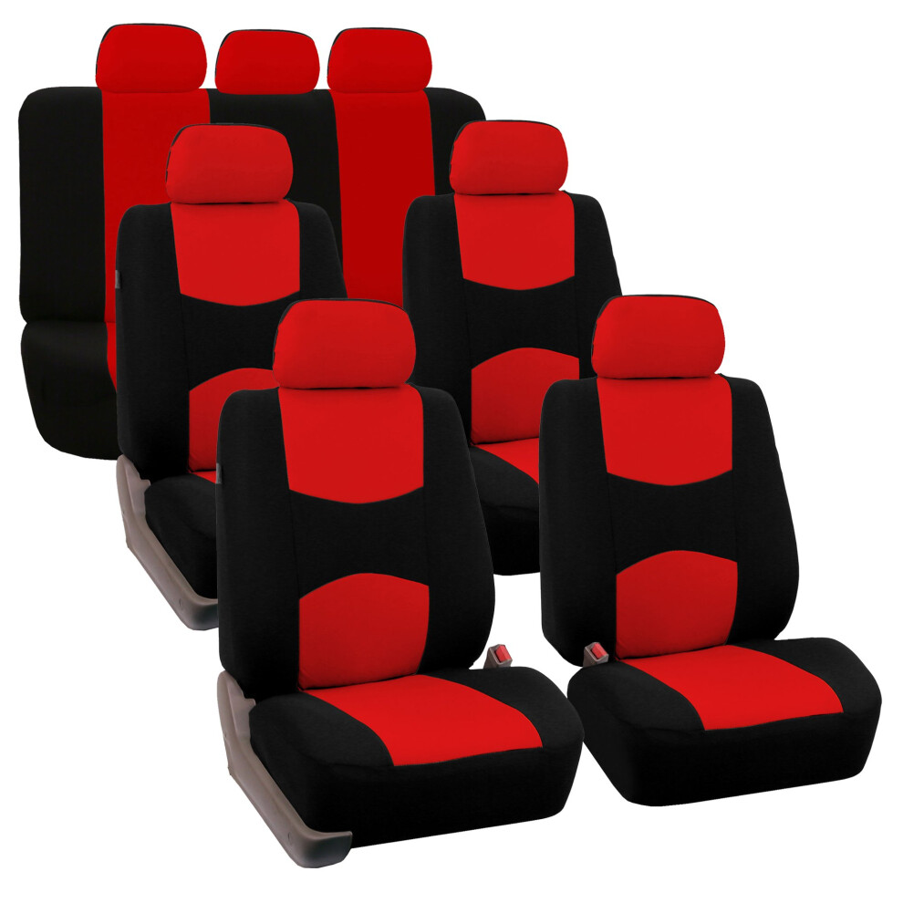 Fh Group Flat Cloth Full Set Car Seat Covers Three Row 7 Passenger Set 196342030956