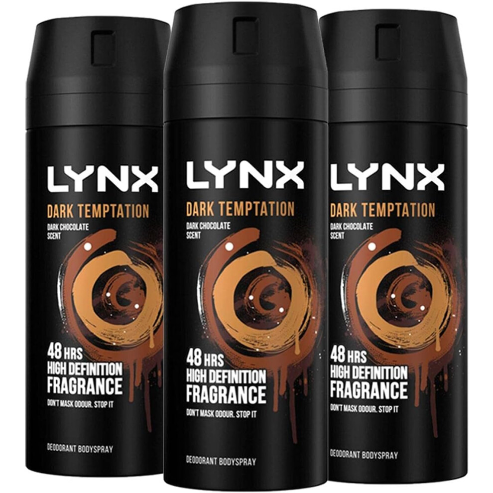 3 x Lynx 48 hrs Deodorant Body Spray150ml - Dark Temptation