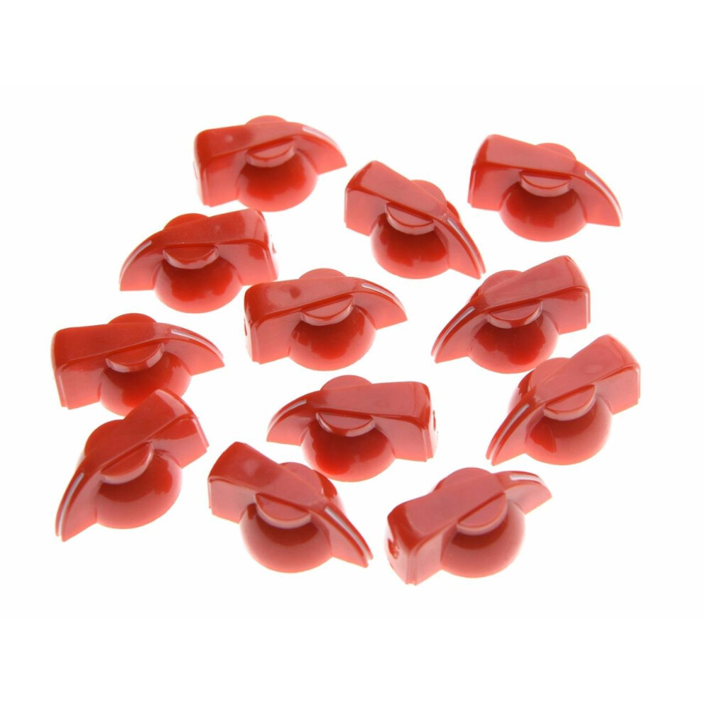 Dopro Lot de 12 boutons de tête de poulet pour guitare Flat Top Bouton de pointeur d'effet AMP Rouge