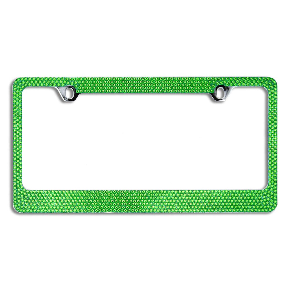 Blvdlpf Obey Your Luxury Popular Bling 7 Row Crystal Metal Chrome License Plate Frame With Screw Caps 1 Green 653718116435