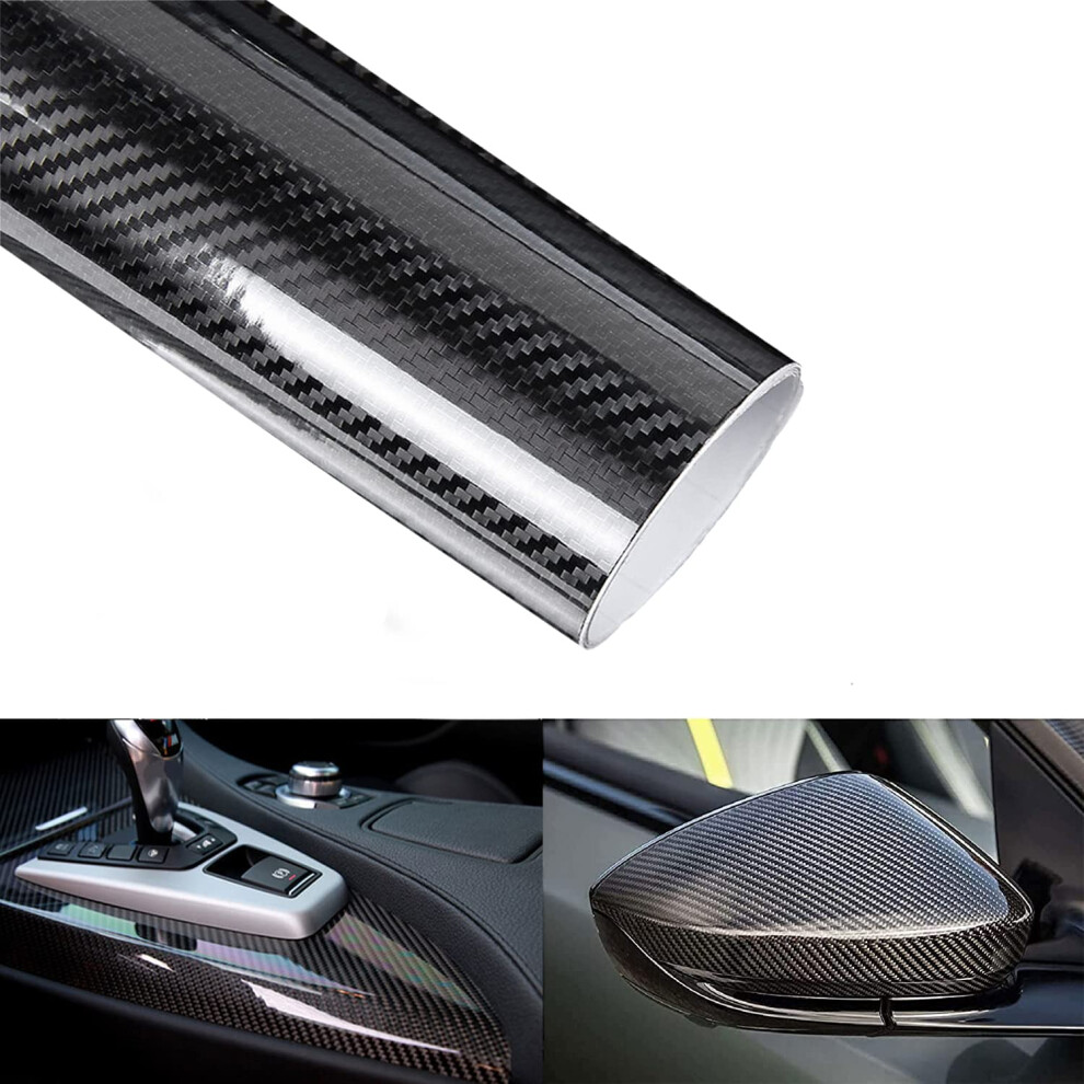 6D Carbon Fiber Vinyl Wrap Roll 1Ft X 10Ft Lypumso Super Glossy Black 824006780465