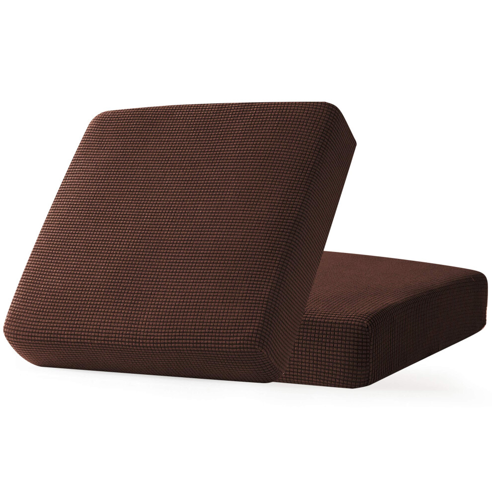CHUN YI Lot de 2 housses de coussin extensibles pour canap  , fauteuil, causeuse, canap  , tissu jacquard   lasthanne (chocolat)