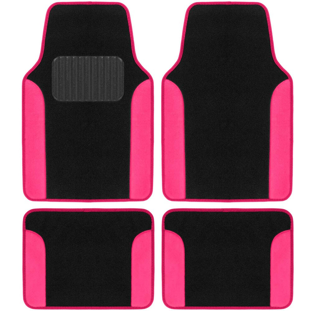 Bdk Hot Carpet - Two-Tone Faux Leather Automotive Floor Mats Inc Pink 826942142093