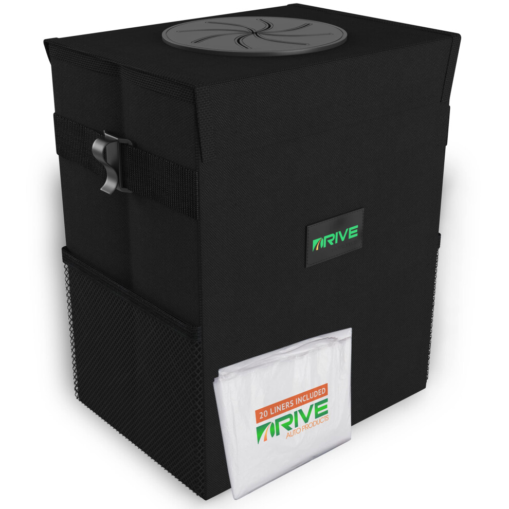 Drive Auto Car Trash Can - Collapsible Leakproof Garbage Bin With 20 850021315009