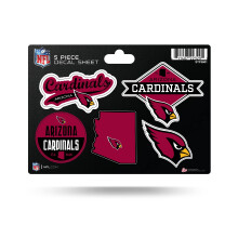 Feuille de décalcomanies découpées NFL Arizona Cardinals de Rico Industries, petite taille, 5 pièces