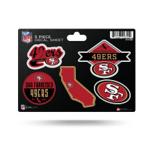 Foglio di decalcomanie fustellate da 5 pezzi NFL San Francisco 49ers Rico Industries