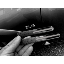 Everhitch USA American Metal Flag Emblem Auto Fender pentru ma?ini Camioane cu 2 pachete (6 """" X1 """" Negru cu linie gri)