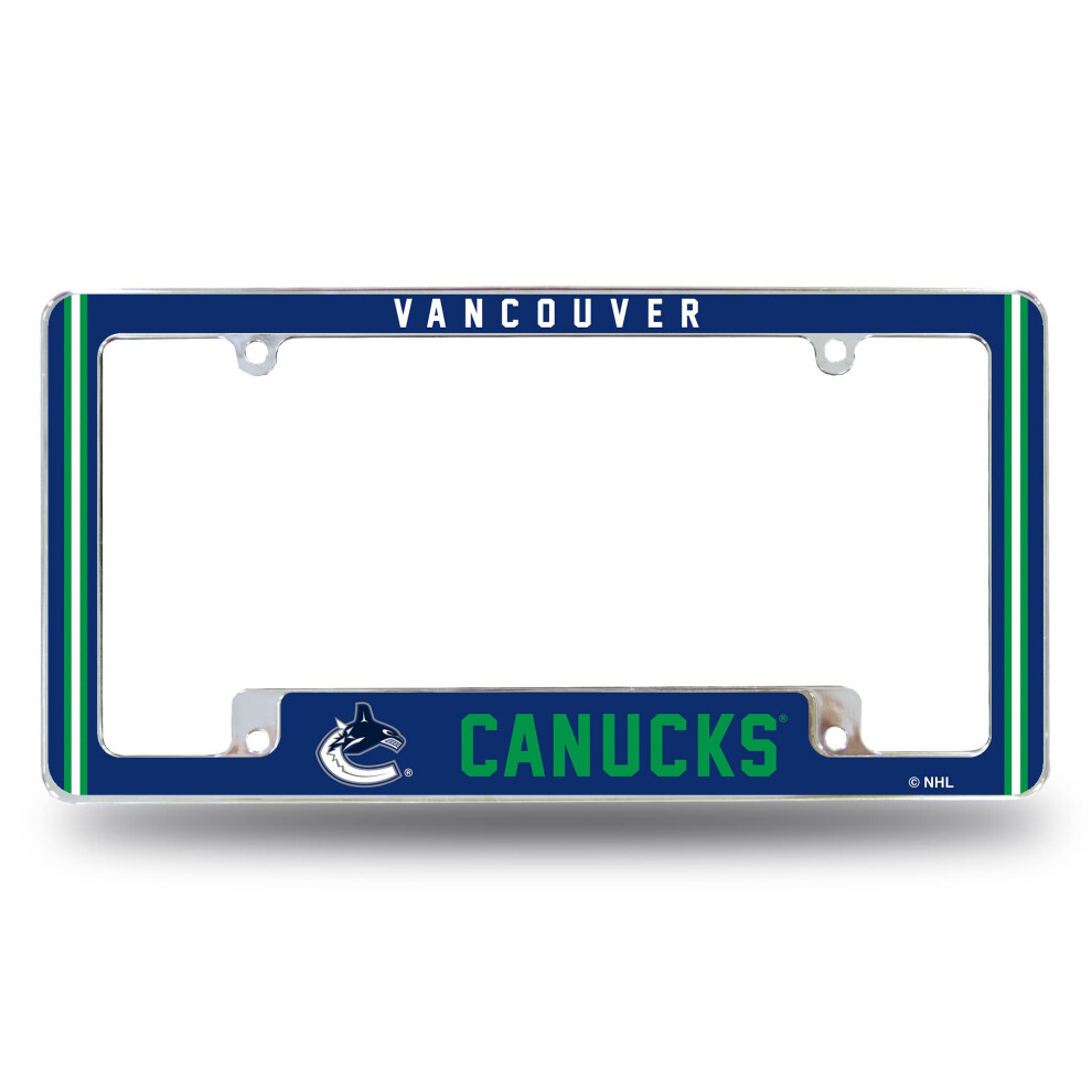 Rico Industries Nhl Vancouver Canucks Classic 12"" X 6"" Chrome All Over Automotive License Plate Frame For Car/Truck/Suv 611407389997