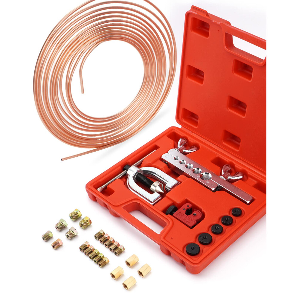 Racewill 25 Ft 3/16 Copper Coated Brake Line Kit (Includes 16 Fittings 744351602758