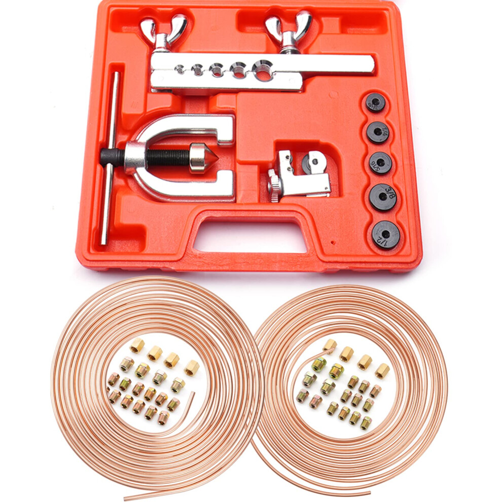 Racewill 25 Ft 3/16"" + 1/4"" Copper Coated Brake Line Kit (Includes 3 726347576274