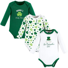 Hudson baby unisex baby bomuld langærmet bodysuits heldige charme 0-3 måneder