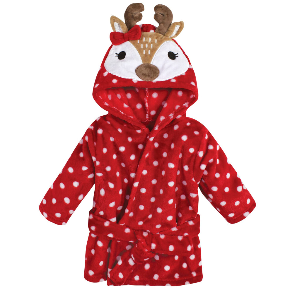 Peignoir unisexe pour bébé Hudson Baby avec visage d'animal en peluche Motif renne des fêtes 0-9 mois