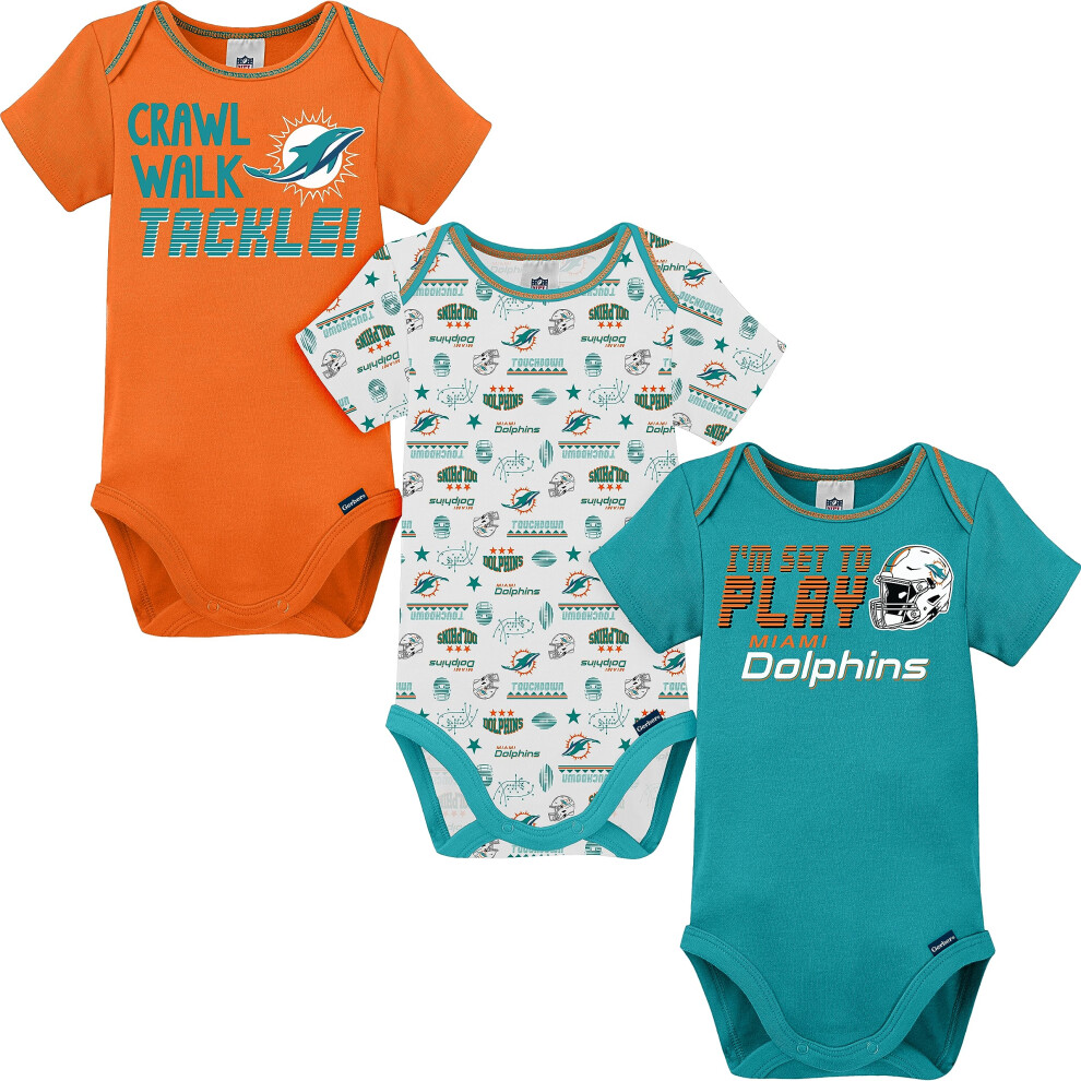 Gerber Unisex Baby Baby Boys NFL 3 Pack Short Sleeve Onesie Bodysuit  Team Color  3-6 Months