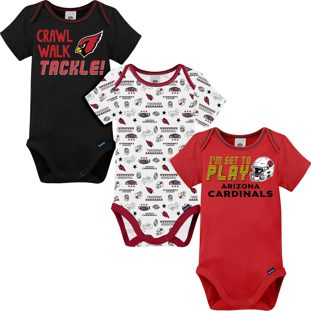 Gerber Unisex Baby Baby Boys NFL 3 Pack Short Sleeve Onesie Bodysuit  Team Color  0-3 Months