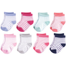 Hudson Baby Unisex Cotton Botton nou-nascut ?i Terry Socks Stripes Girl 0-6 luni SUA