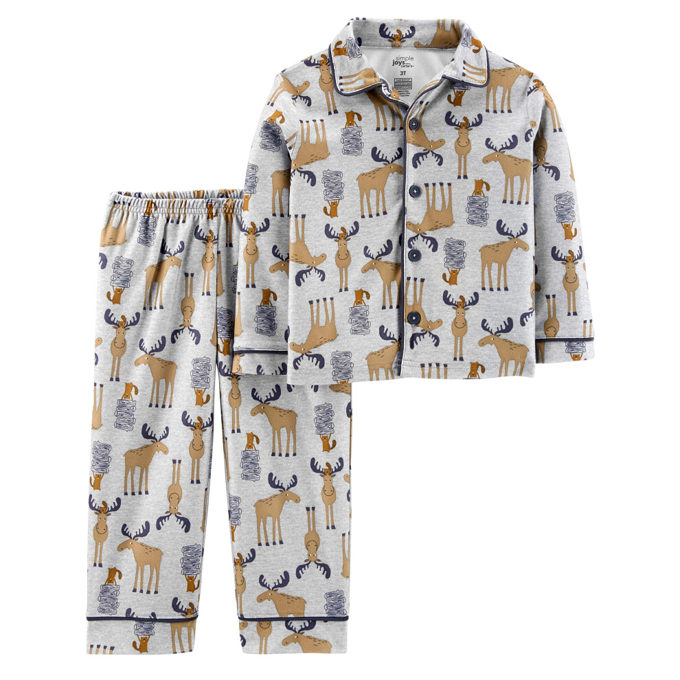 Ensemble pyjama 2 pièces style manteau pour tout-petit garçon Simple Joys by Carter's, gris élan, 2T