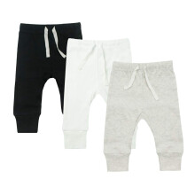 Honesborn Aiui-Harnsborn Baby Unisex 3-pack Baby Girl Pants Infant Boys Girls Bomullsavsmalnande fotled (6-12 mnader svart/off-white/gr melange