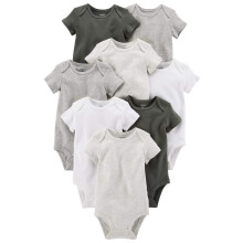 Carter's Baby 8-Pack Kort?rmede Bodysuits Hvid/Gr? 3M