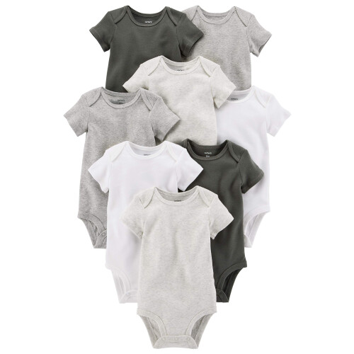 Carter's Baby 8-Pack Kort?rmede Bodysuits Hvid/Gr? 3M