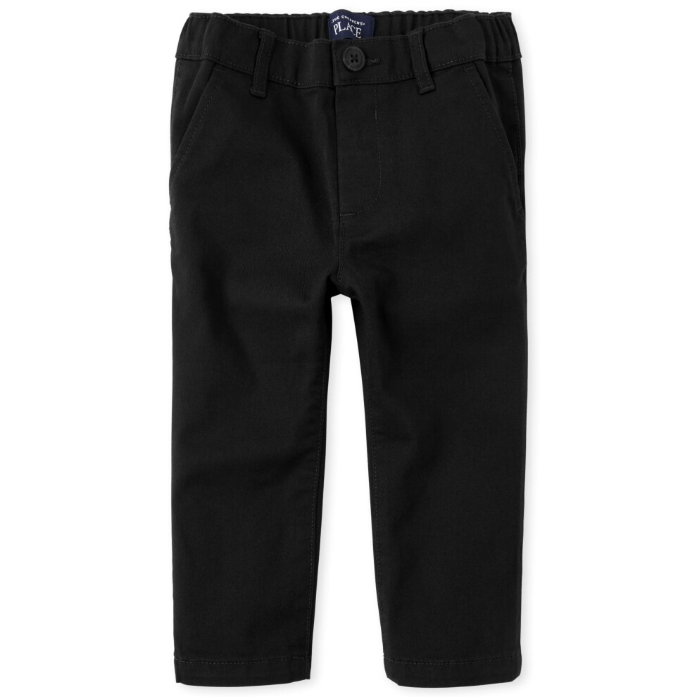 Pantalon chino skinny extensible pour bébé garçon et tout-petit de The Children's Place, jean noir simple 3T US