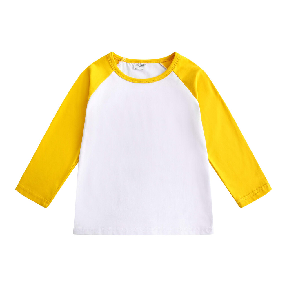 T-shirt à manches longues CREATOR pour bébé fille et garçon, t-shirt raglan en coton (jaune, 3 T)