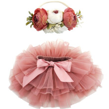 BGFKS Baby Girls Soft Fluffy Tutu kjol med blja tcker smbarn tjej tutu kjol uppsttningar med blomma pannband dammig ros