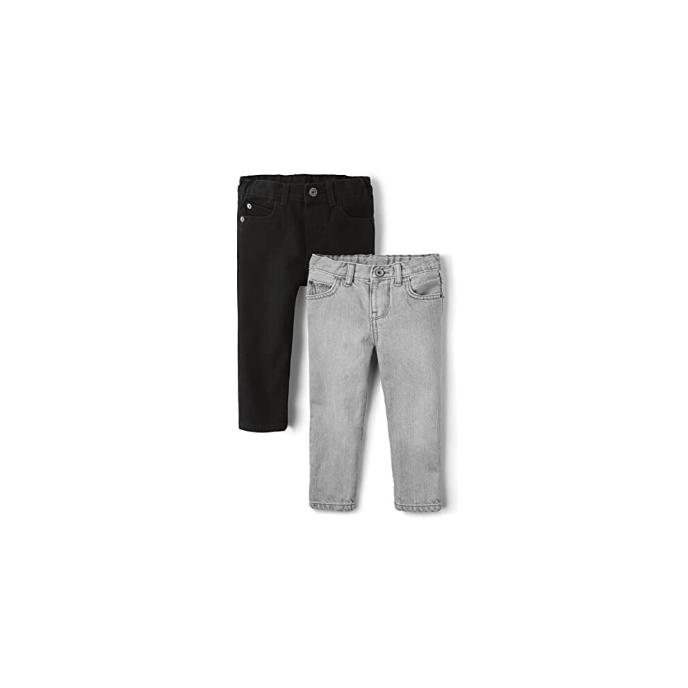 The childrens Place baby boys And Toddler Basic Skinny Jeans  Black WashDove gray Wash 2 Pack  3T US