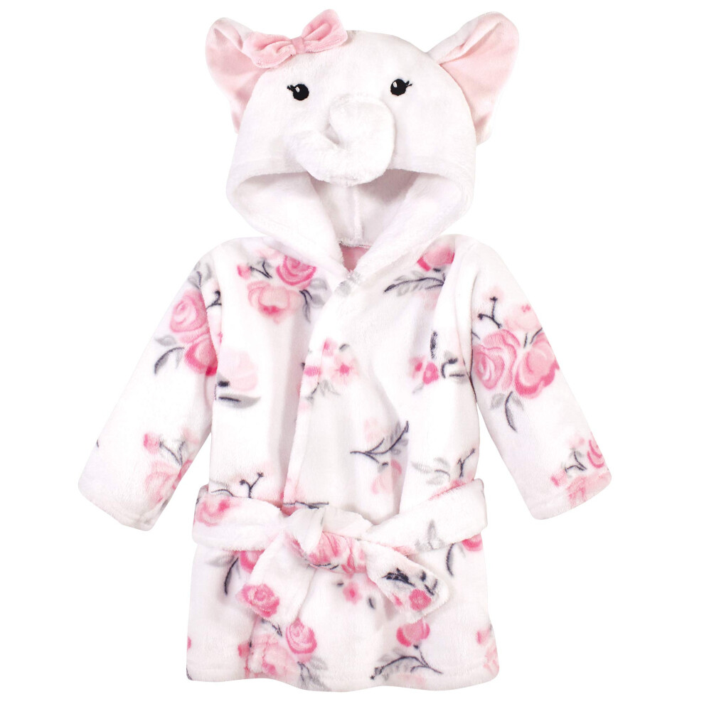 Peignoir unisexe pour bébé Hudson Baby en peluche avec visage d'animal éléphant blanc 0-9 mois