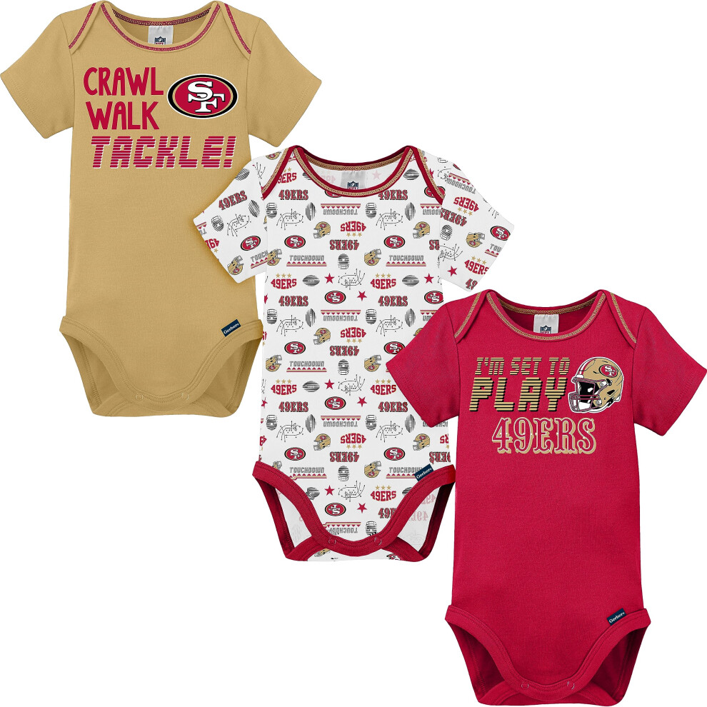 Gerber Unisex Baby NFL 3 Pack Short Sleeve Onesie Bodysuit  Team Color  6-12 Months