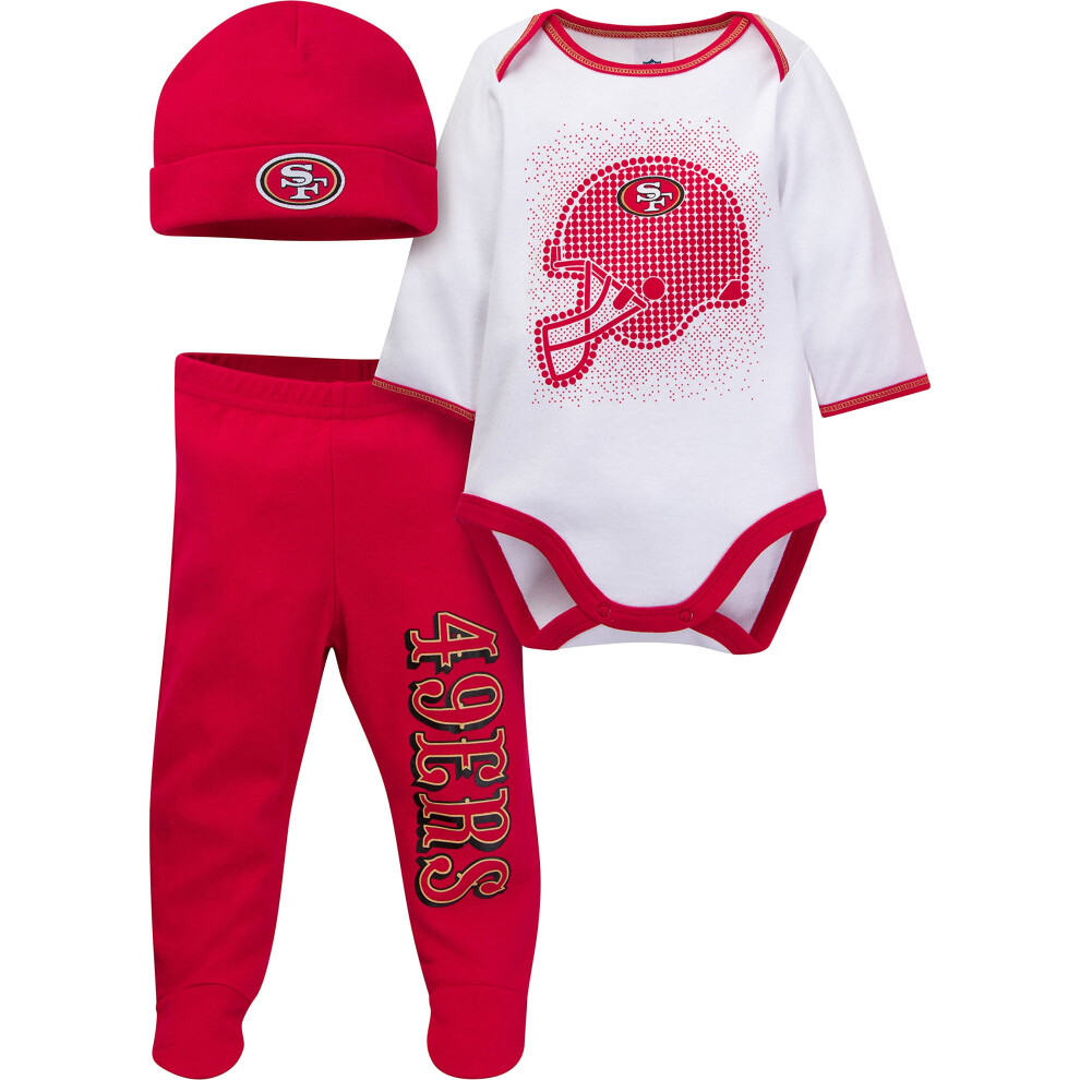 Coffret cadeau Gerber NFL pour bébé garçon, lot de 3 bodies, pantalon et casquette avec pieds, couleur de l'équipe, 0 à 3 mois, États-Unis