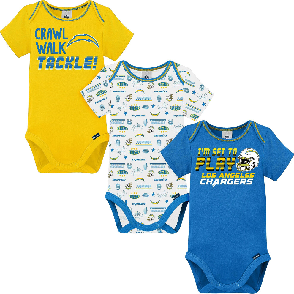 Gerber Unisex Baby NFL 3 Pack Short Sleeve Onesie Bodysuit  Team Color  0-3 Months