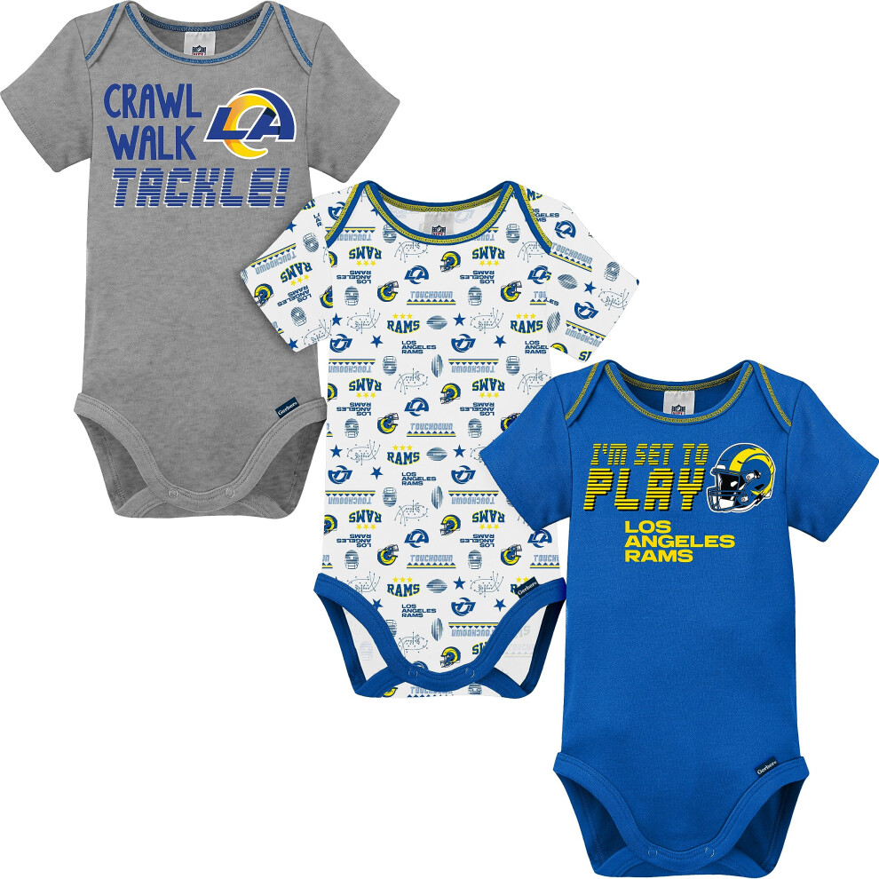 Gerber Unisex Baby NFL 3 Pack Short Sleeve Onesie Bodysuit  Team Color  6-12 Months