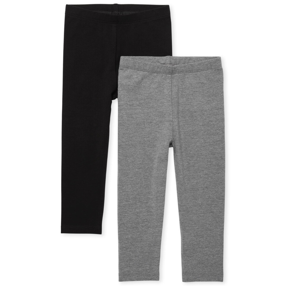 The Children's Place Baby Girls And Toddler Girls Leggings Black/ Hound Gray Pack 12-18MOS
