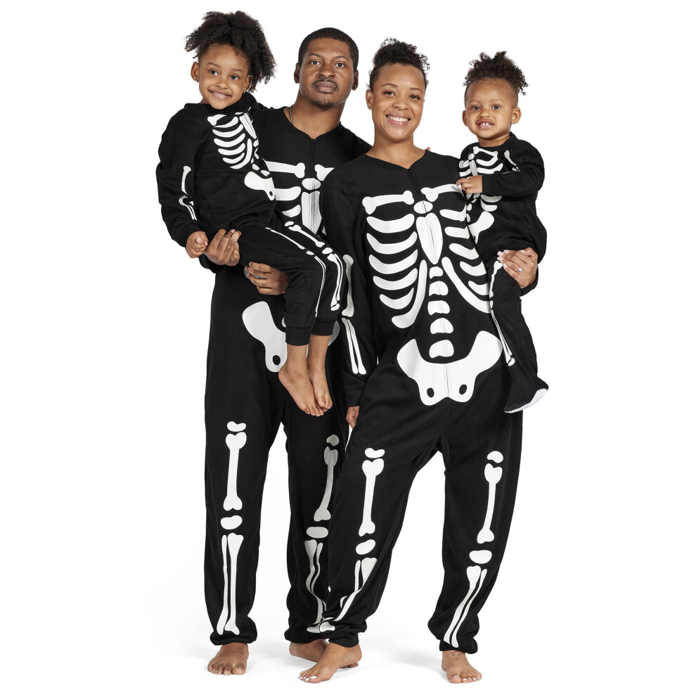 The Children's Place Baby Toddler One Piece Family Matching  Holiday Pajama Sets  Fleece  Halloween Skeleton  4T
