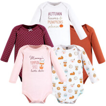 Hudson Baby Unisex Baby Cotton cu mneca lunga Corpuri de dovleac Date Date 5-Plack 6-9 luni