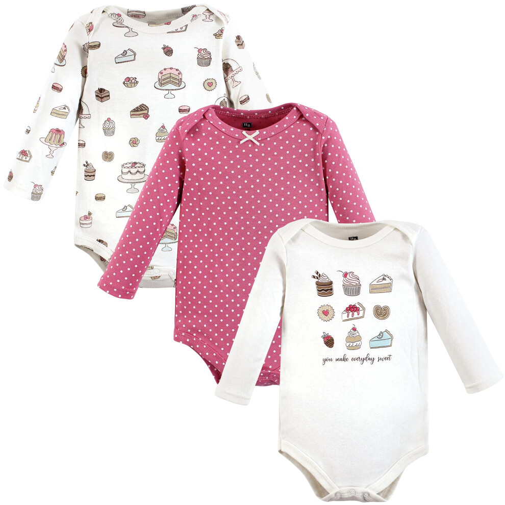 Hudson Baby Lot de 3 bodies unisexes à manches longues en coton pour bébé Motif Sweet Bakery 9-12 mois