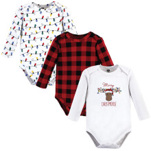 Hudson Baby Unisex bavlnen body s dlouhm rukvem a sada tricek pro batolata Christmoose 6-9 mescu US