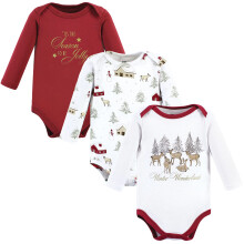 Hudson Baby Boys Body a maniche lunghe in cotone e T-shirt per bambini piccoli Set Girl Holiday Village 3-6 mesi USA