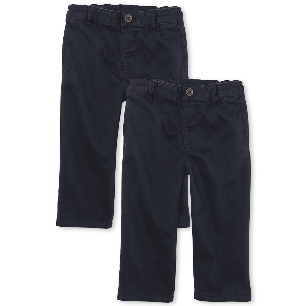 Pantalons Chino Extensibles Pour BéBéS Et Tout-Petits De The Children's Place, Bleu Marine, Lot De 2, 2T-image