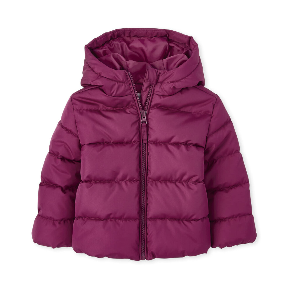The Children's Place Veste matelassée de poids moyen pour bébé fille et tout-petit Veste coupe-vent résistante à l'eau Violet Rose 4T US