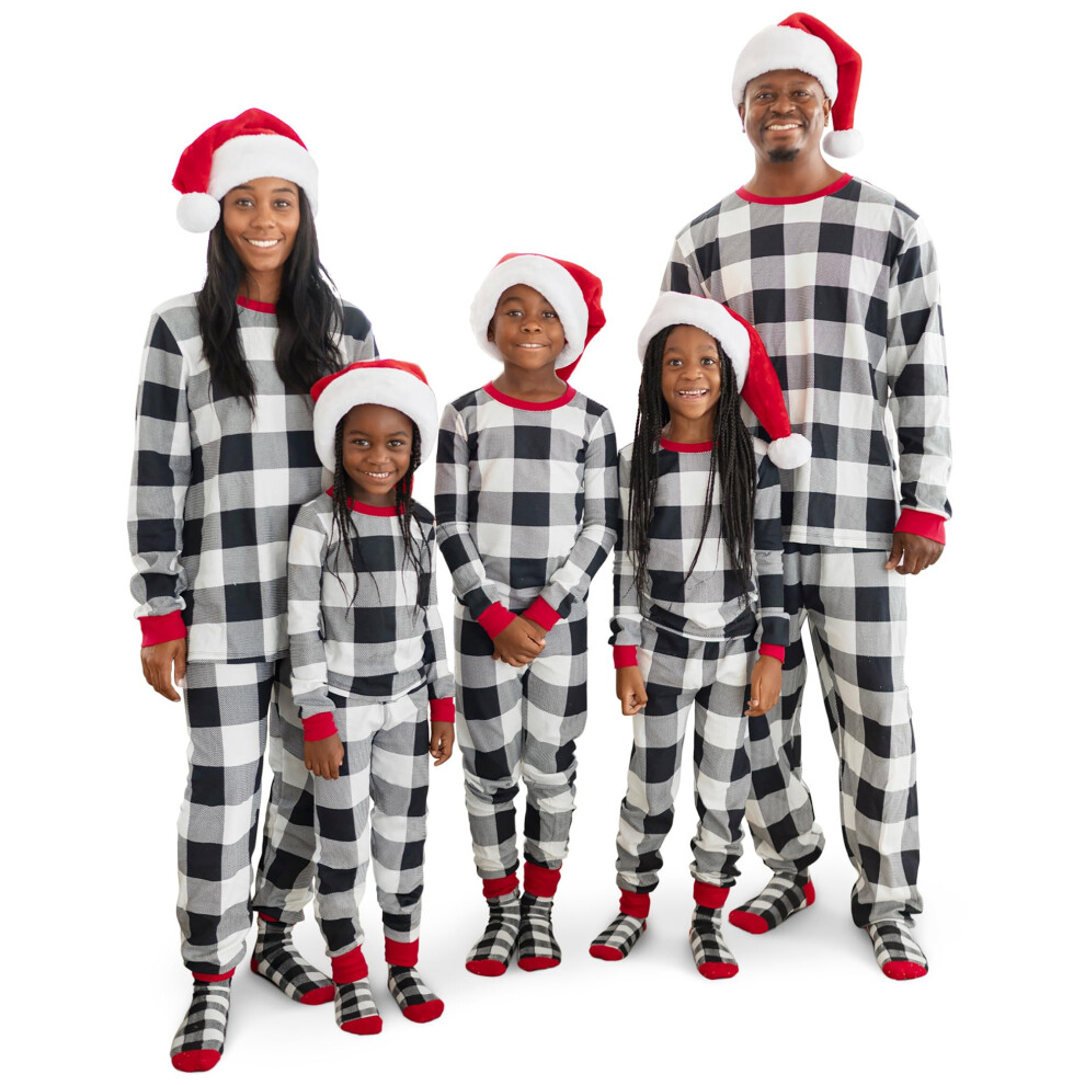 Ensemble pyjama thermique 2 pièces pour bébé et tout-petit de The Children's Place, à carreaux noirs et blancs, de 12 à 18 mois