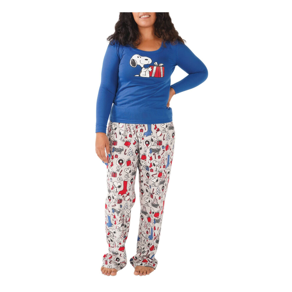 Ensemble pyjama en jersey à manches longues et pantalon NITE NITE MUNKI MUNKI pour femme Snoopy Holiday Cheer XX-Large